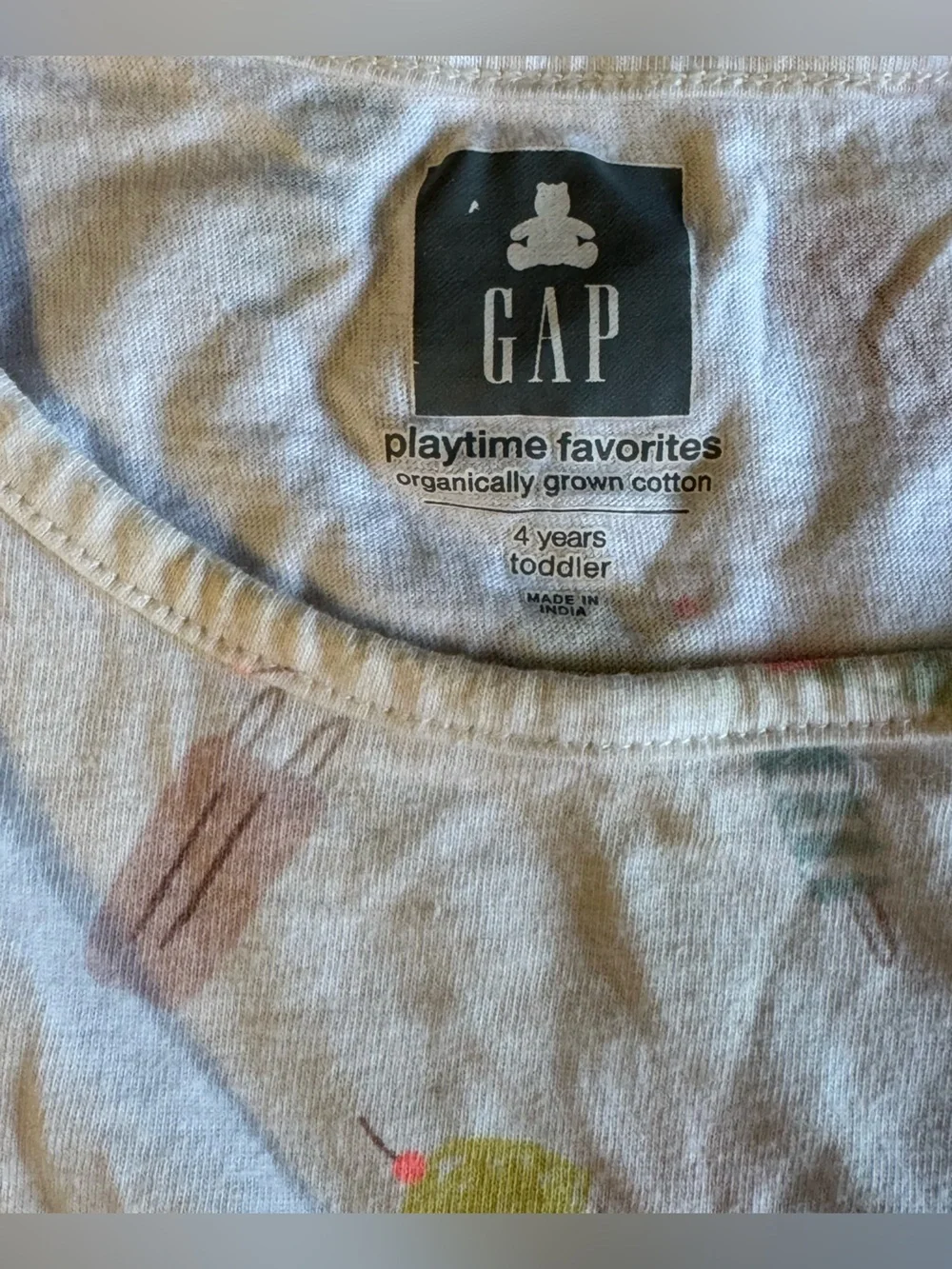 GAP Girls' White Ice Cream Print Short Sleeve Peplum Tee